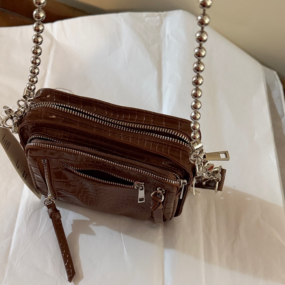 Urban Outfitters Brown Croc-Embossed Crossbody Bag - Picture 13 of 13